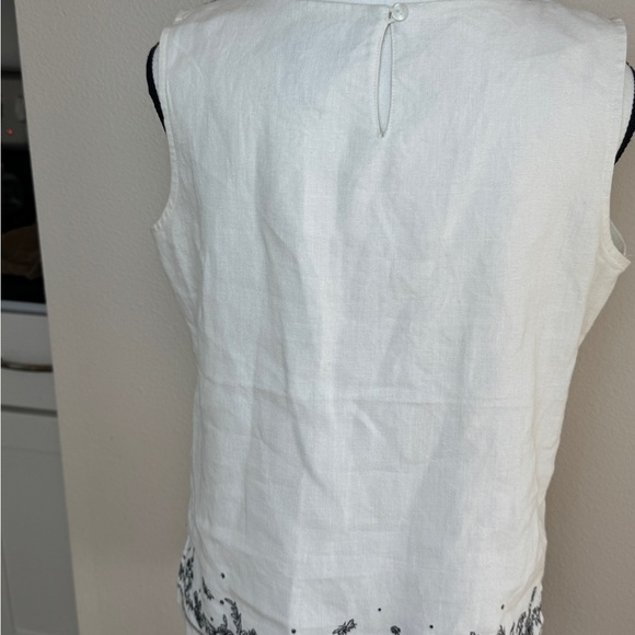 Blouse Embroidered White Sleeveless Top Norton Mcnaughton - Picture 4 of 8